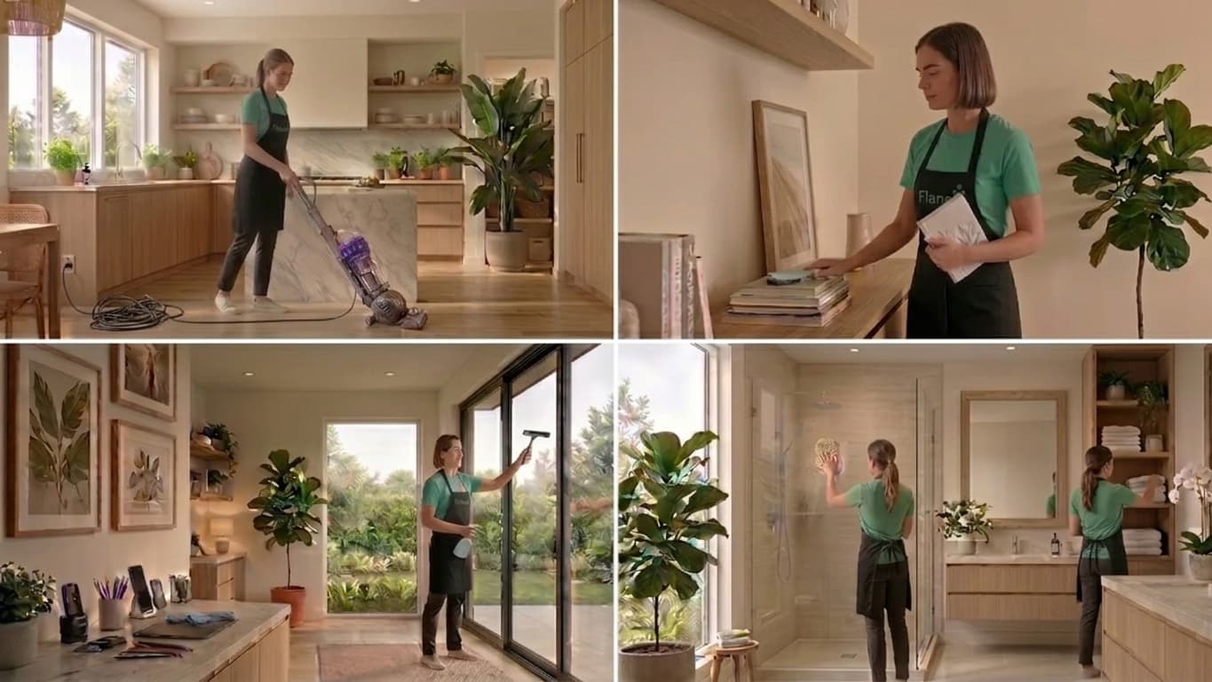 Flanan cleaning professionals at work: kitchen, dusting, windows and bathroom cleaning near Washington DC